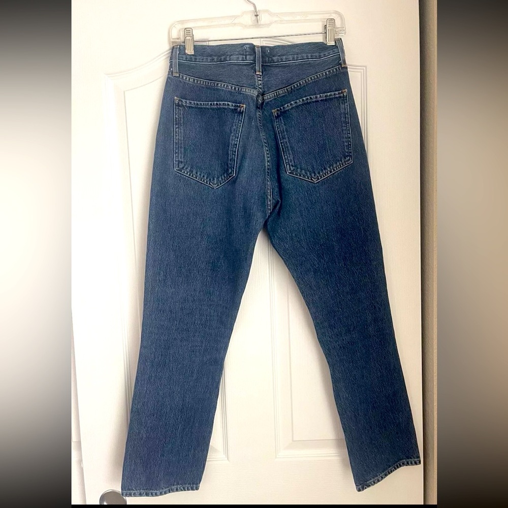 Agolde Women's Straight Leg Jeans in Dark Blue - Picture 4 of 9